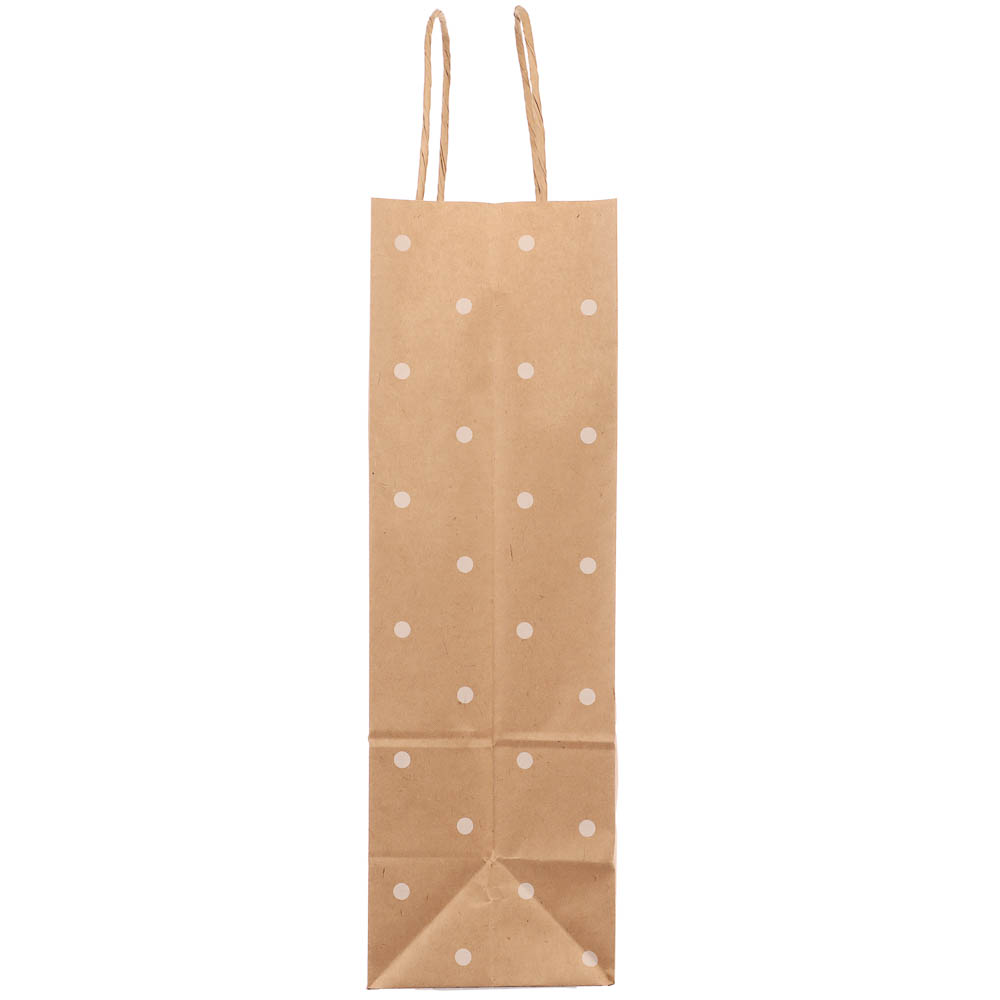Пакет подарочный с кручеными ручками крафт L 24x10,5x32 см, "Горошек", арт.№ 507-503