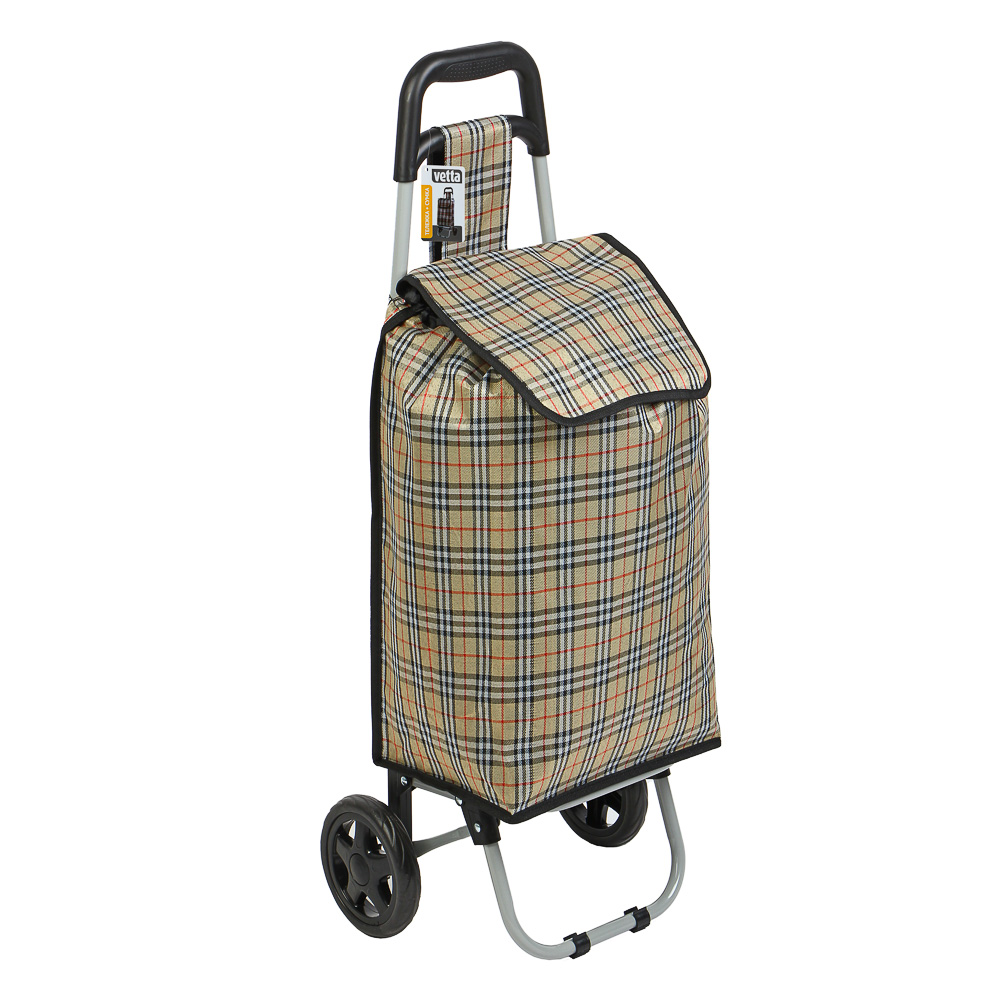 Тележка + сумка, до 30кг тм VETTA, 28х32х92см, 32л, брезент, колеса ЭВА d15см, арт.№ 467-016