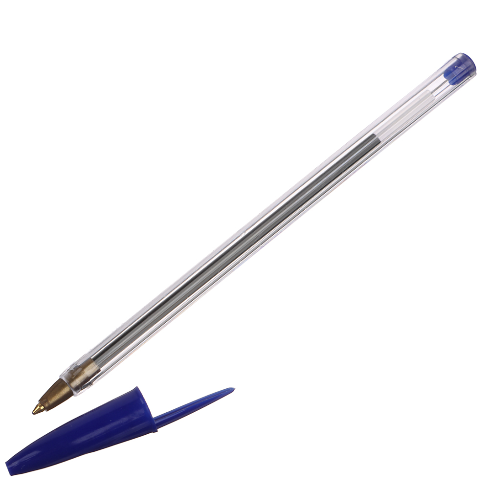 Ручка шариковая синяя, наконечник 0,7 мм, прозрачный корпус, ПРОМО, арт.№ 525-112