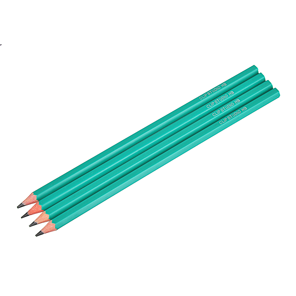 ClipStudio Карандаши чернографитные, 4 штуки, цветной корпус, в пакете с подвесом, арт.№ 525-117