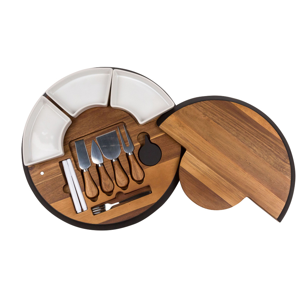 BY COLLECTION Набор для резки и подачи сыра акация, керамика, сталь, 38x38x4,65см, арт.№ 883-084