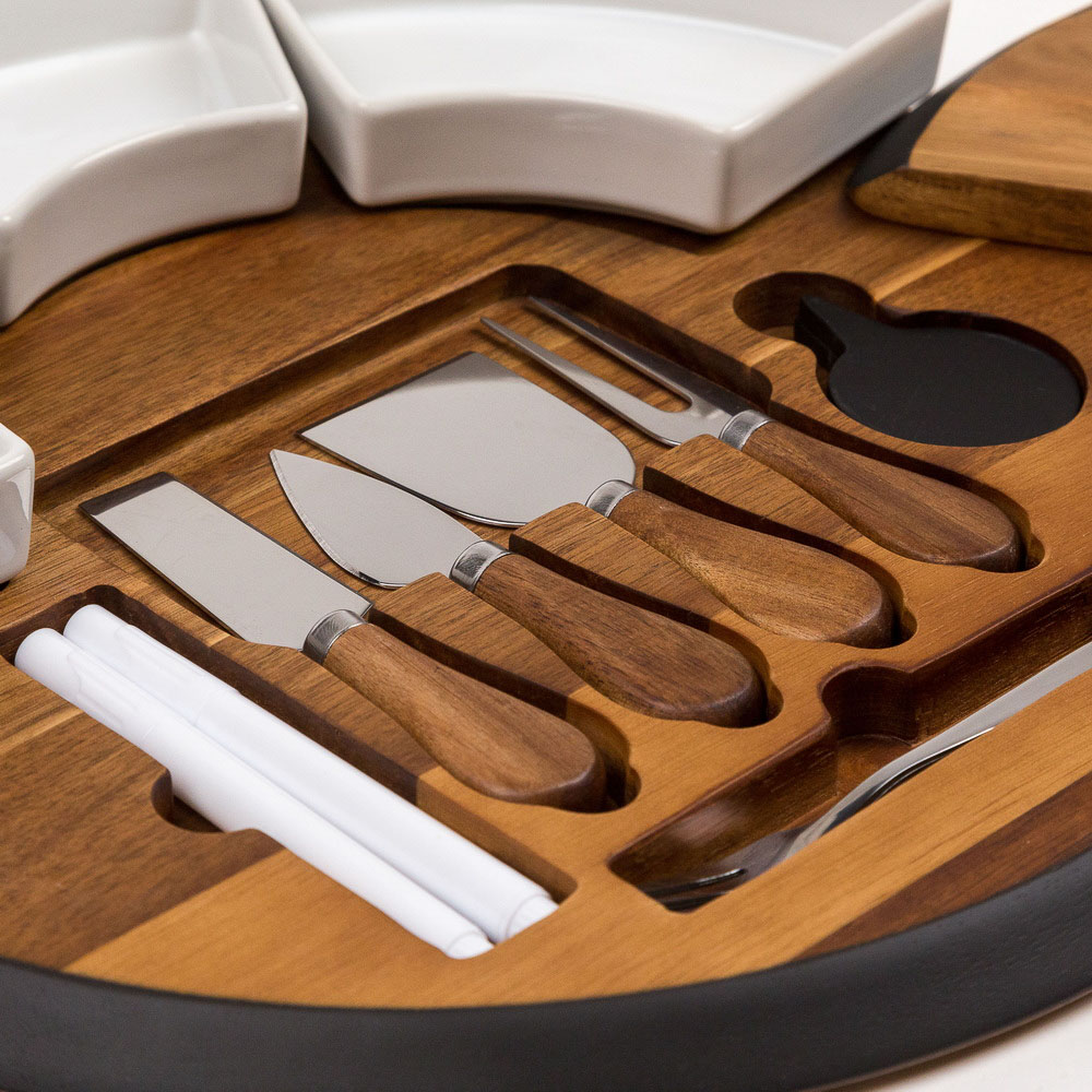 BY COLLECTION Набор для резки и подачи сыра акация, керамика, сталь, 38x38x4,65см, арт.№ 883-084