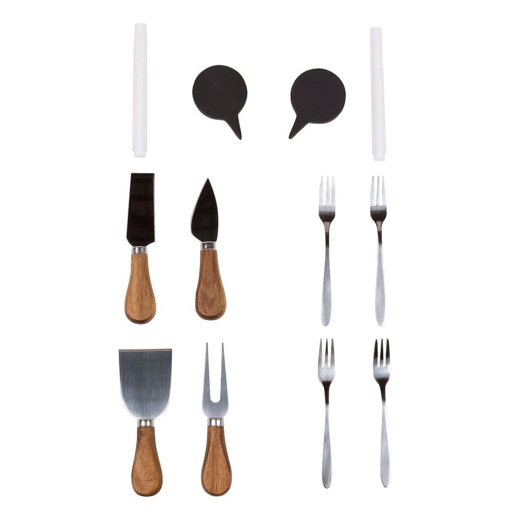 BY COLLECTION Набор для резки и подачи сыра акация, керамика, сталь, 38x38x4,65см, арт.№ 883-084