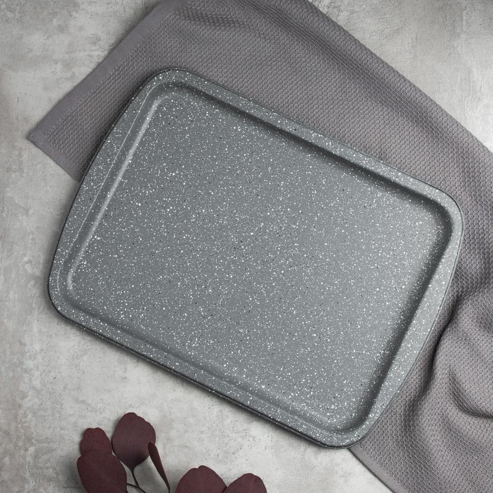 SATOSHI Буко Противень плоский, 36,5х27х1,7см, угл.сталь, антипригарное покрытие "Мрамор", арт.№ 849-192