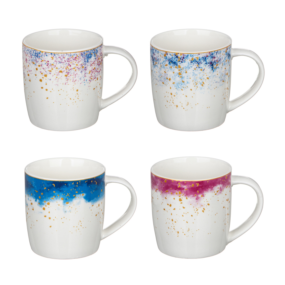 Кружка 350мл, фарфор, "Сияние", 4 дизайна, арт.№ 806-029