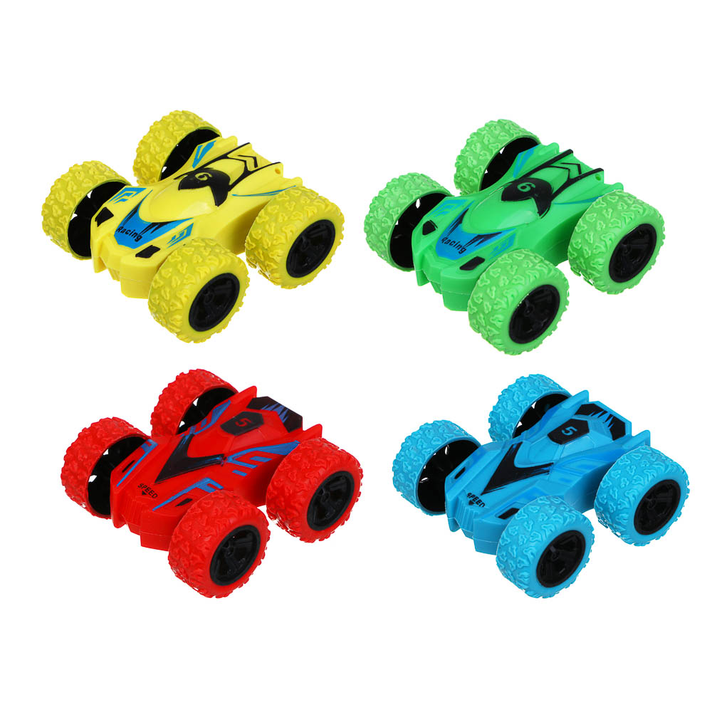 ИГРОЛЕНД Машинка "Трюкач", разворот, инерция, ABS, TRP, металл, 8х3,6х7,5 см, 4 дизайна, арт.№ 292-407