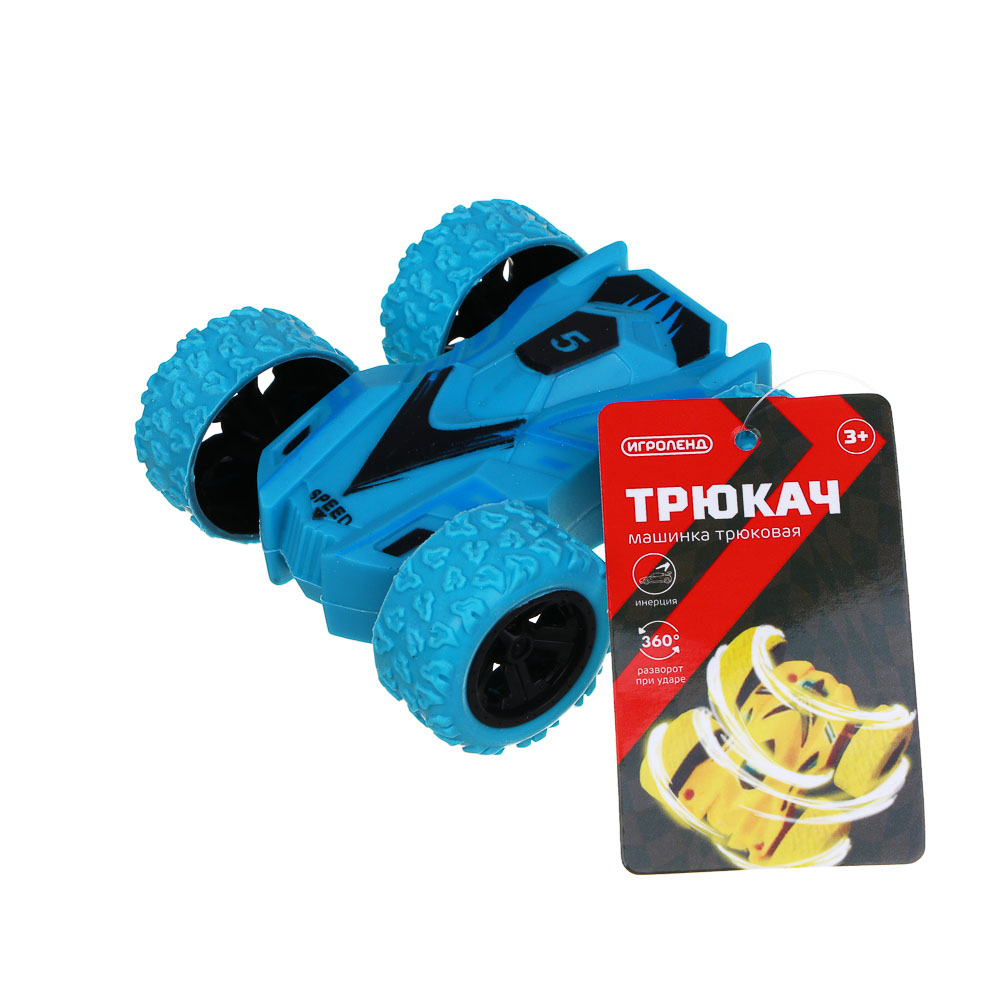 ИГРОЛЕНД Машинка "Трюкач", разворот, инерция, ABS, TRP, металл, 8х3,6х7,5 см, 4 дизайна, арт.№ 292-407