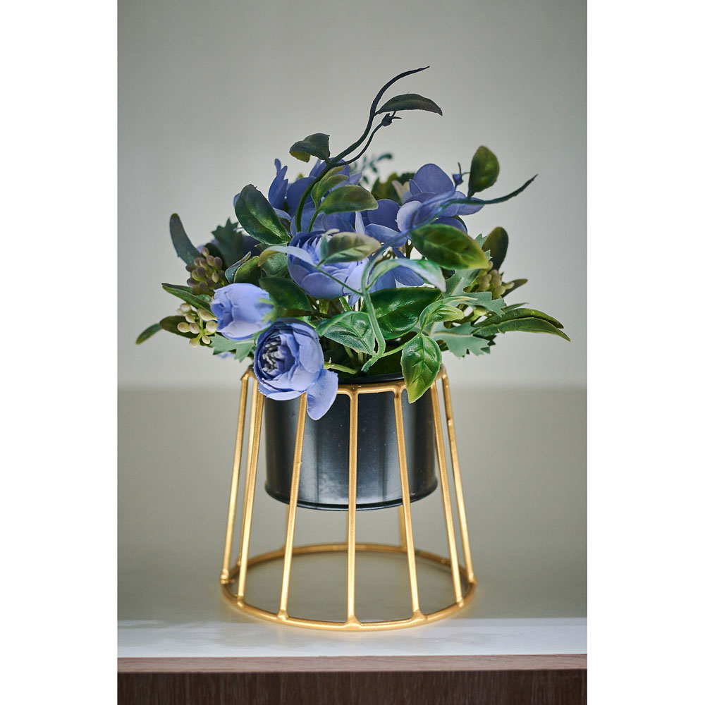 LADECOR Цветочная композиция в металлическом кашпо, 4 цвета, 11х21 см, арт 1, арт.№ 501-491