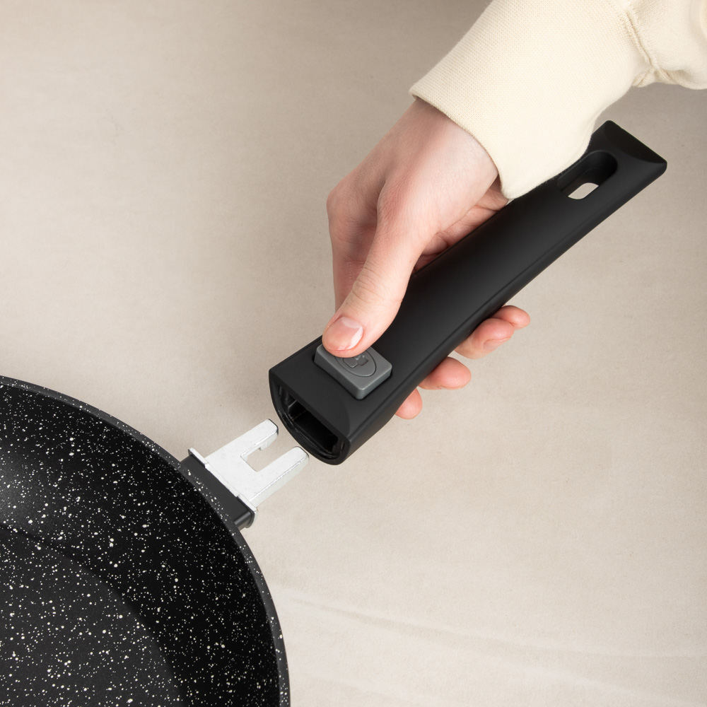 SATOSHI Оникс Сковорода литая d26см, антипригарное покрытие "мрамор", съемная ручка, индукция, арт.№ 846-730