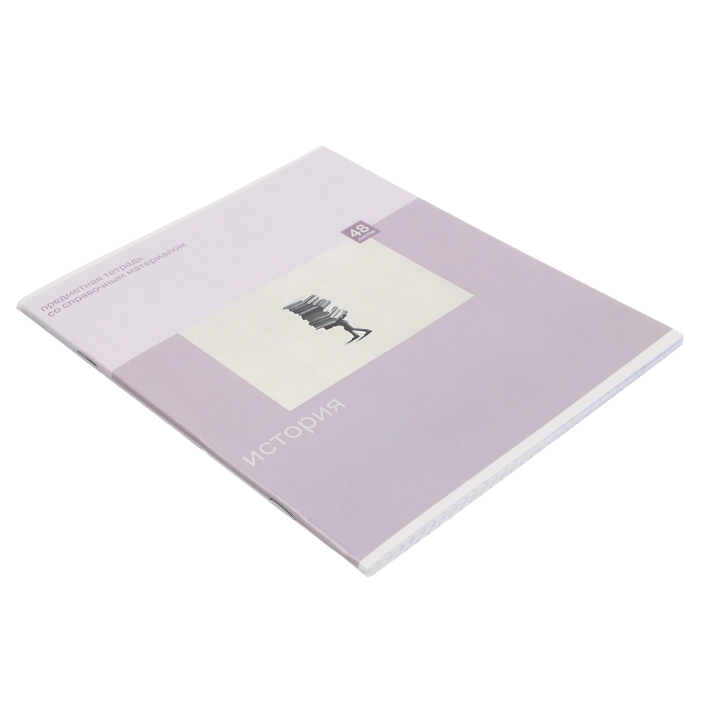 Тетрадь общая 48 листов "Предметная" ClipStudio, БЕЛЫЕ ЛИСТЫ, обл.картон "Монохром" скрепка, 7 видов, справ.материал, арт.№ 578-159