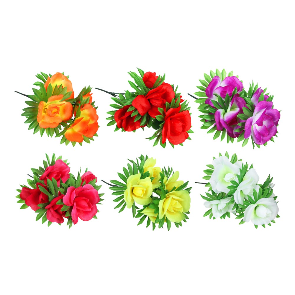 Цветок искусственный букет роз, 35 см, пластик, 6 цветов, арт.№ 409-023