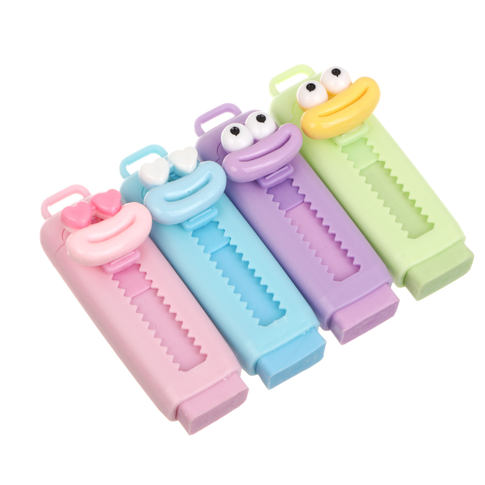 Ластик выдвижной "Мемы", 8,5х2,5см, ТПР, пластик, 4 вида, шоу-бокс, арт.№ 607-081