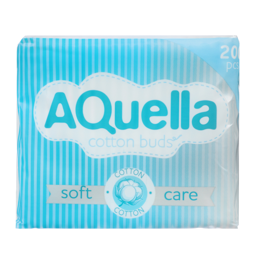 Ватные палочки AQUELLA, п/э пакет, 200шт, арт.№ 914-005