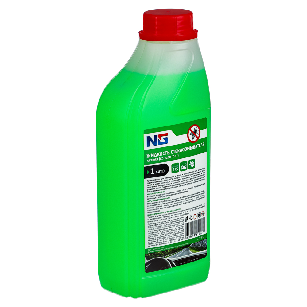 ЕРМАК Жидкость стеклоомывателя летняя концентрат (1/5), 1л, арт.№ 727-054