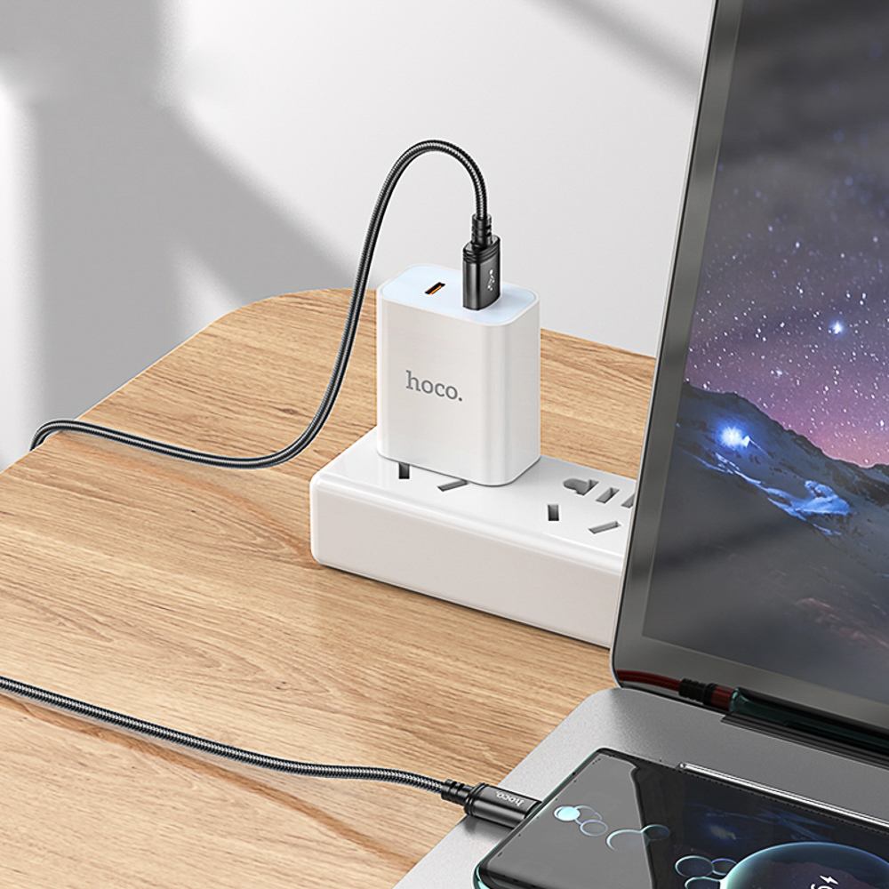 Кабель для зарядки USB(A)-Type C hoco. модель X89 Wind, 2 м, черный, арт.№ 931-588
