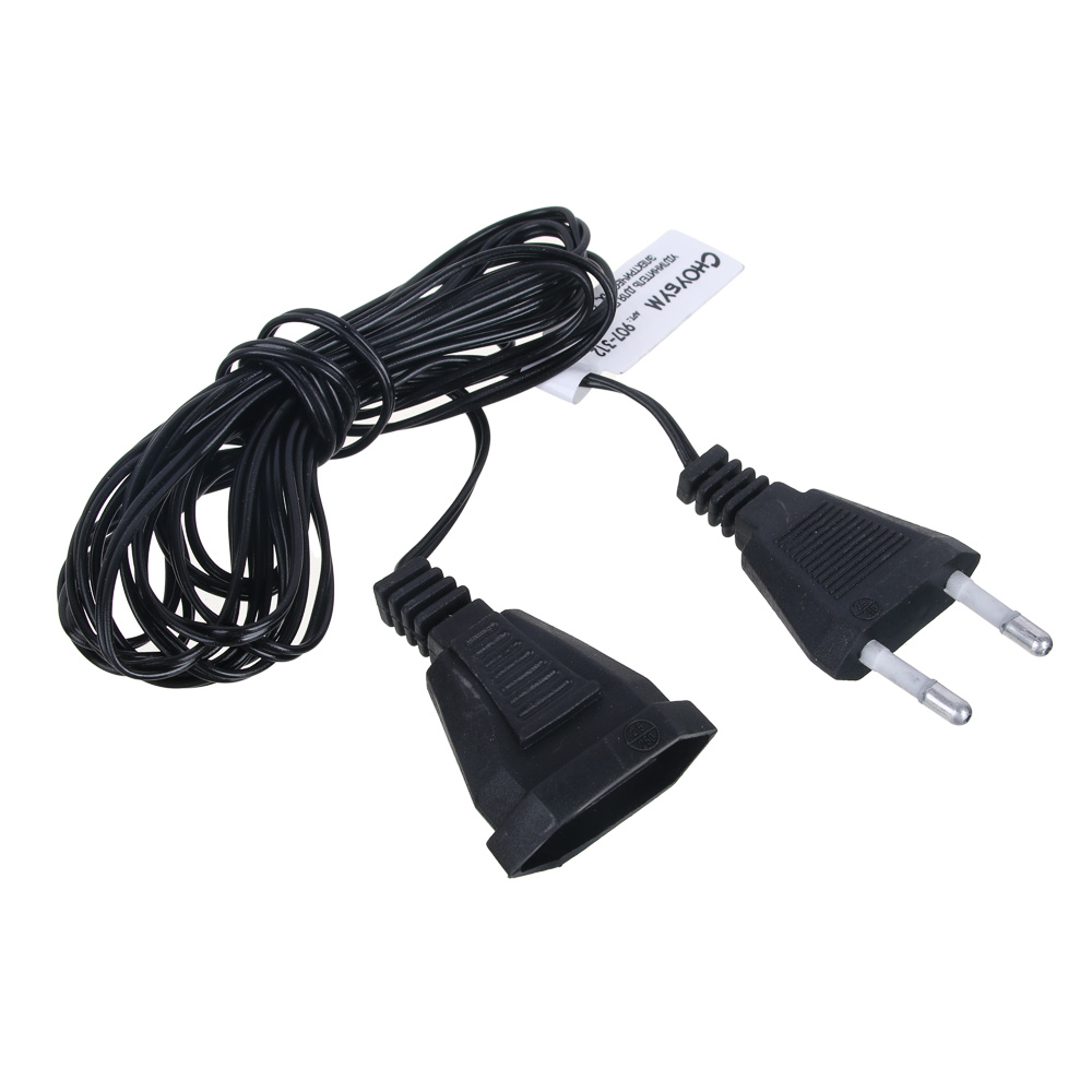 Удлинитель для гирлянд электрических СНОУ БУМ, 3 м, ПВХ черный, 220В, арт.№ 907-312