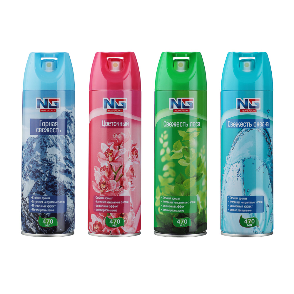 NEW GALAXY Освежитель воздуха д/дома 470мл, цветоч, свежесть леса, свежесть океана, горная свежесть, арт.№ 778-093