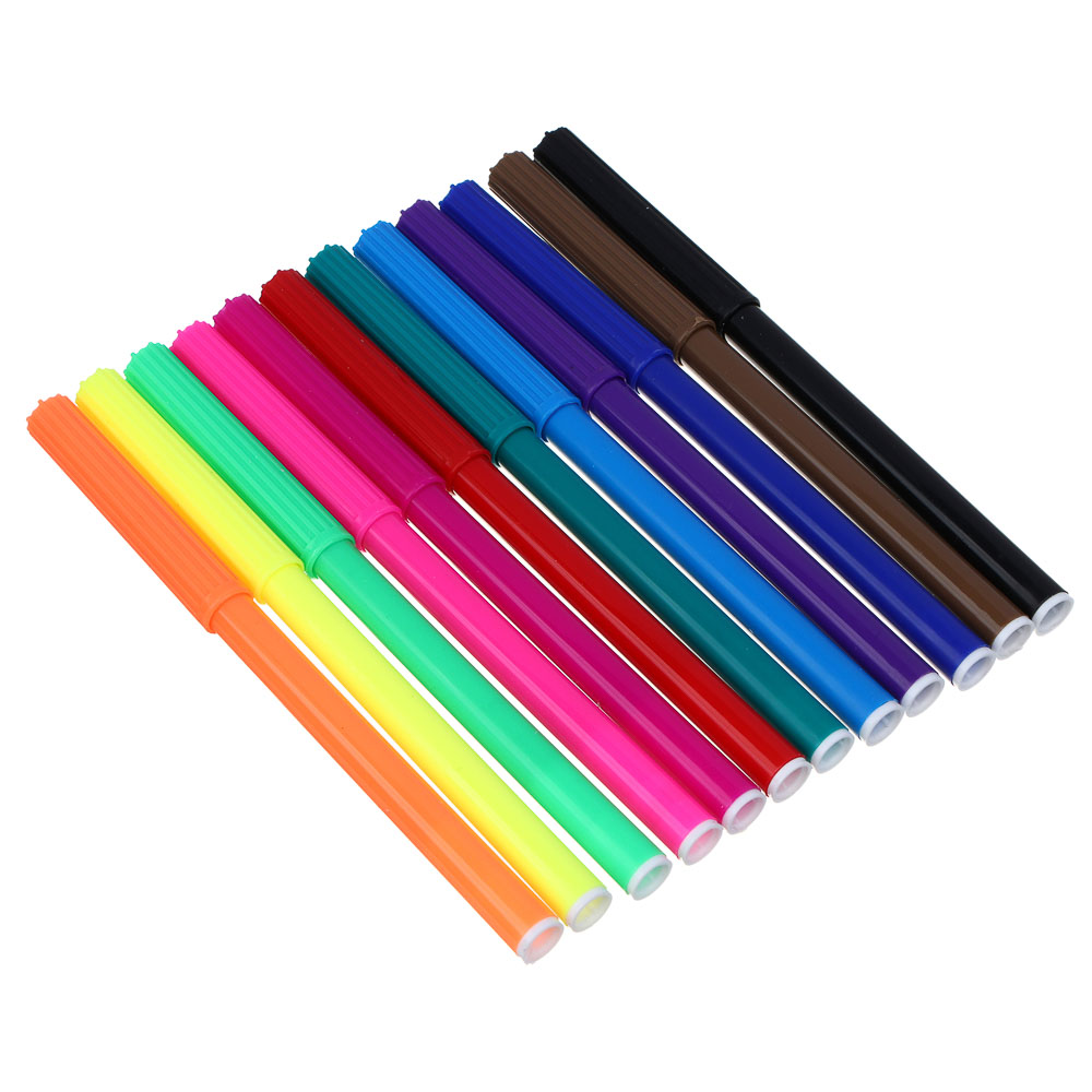 Фломастеры 12 цветов, "Панда/Капибара", смываемые, цветной вентил. колпачок, цветная коробка, арт.№ 524-272