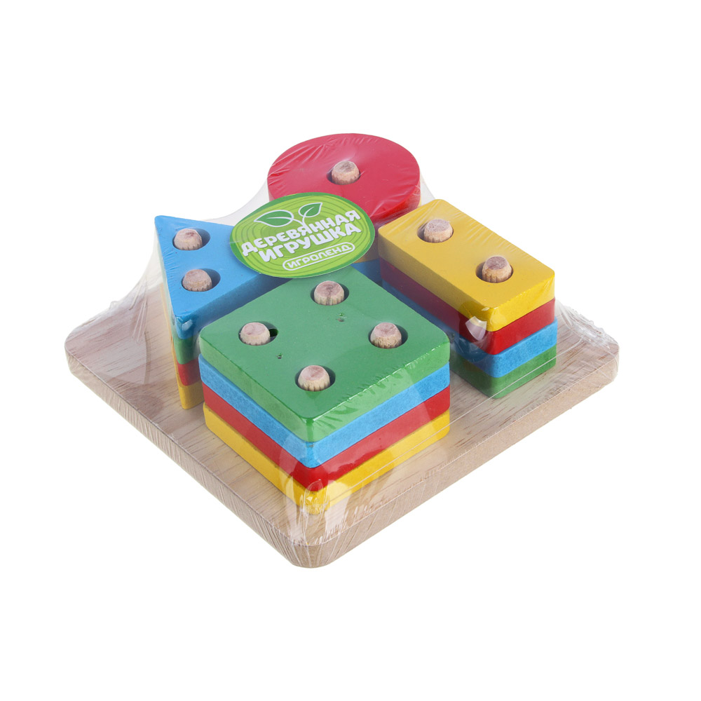 ИГРОЛЕНД Сортер -пирамидка, дерево, 11,8х11,8х4,5см, арт.№ 262-474
