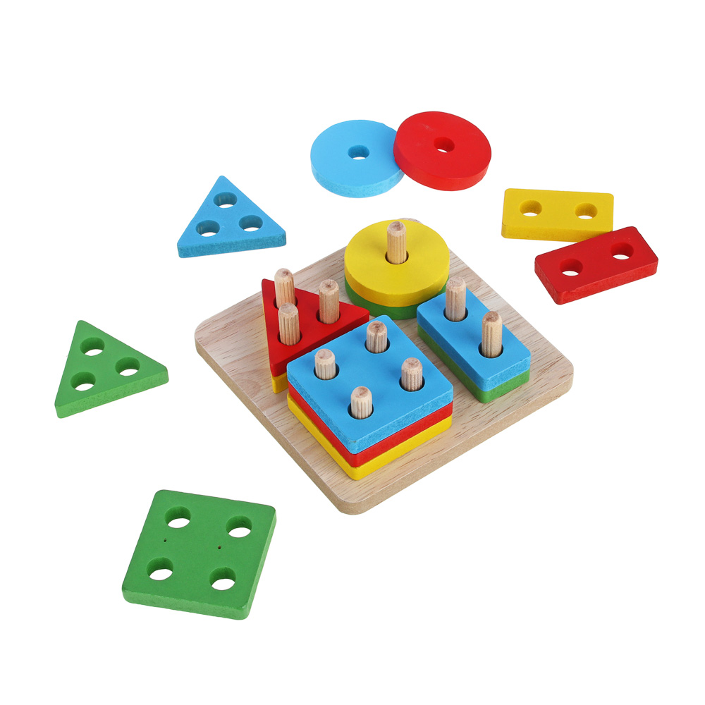 ИГРОЛЕНД Сортер -пирамидка, дерево, 11,8х11,8х4,5см, арт.№ 262-474