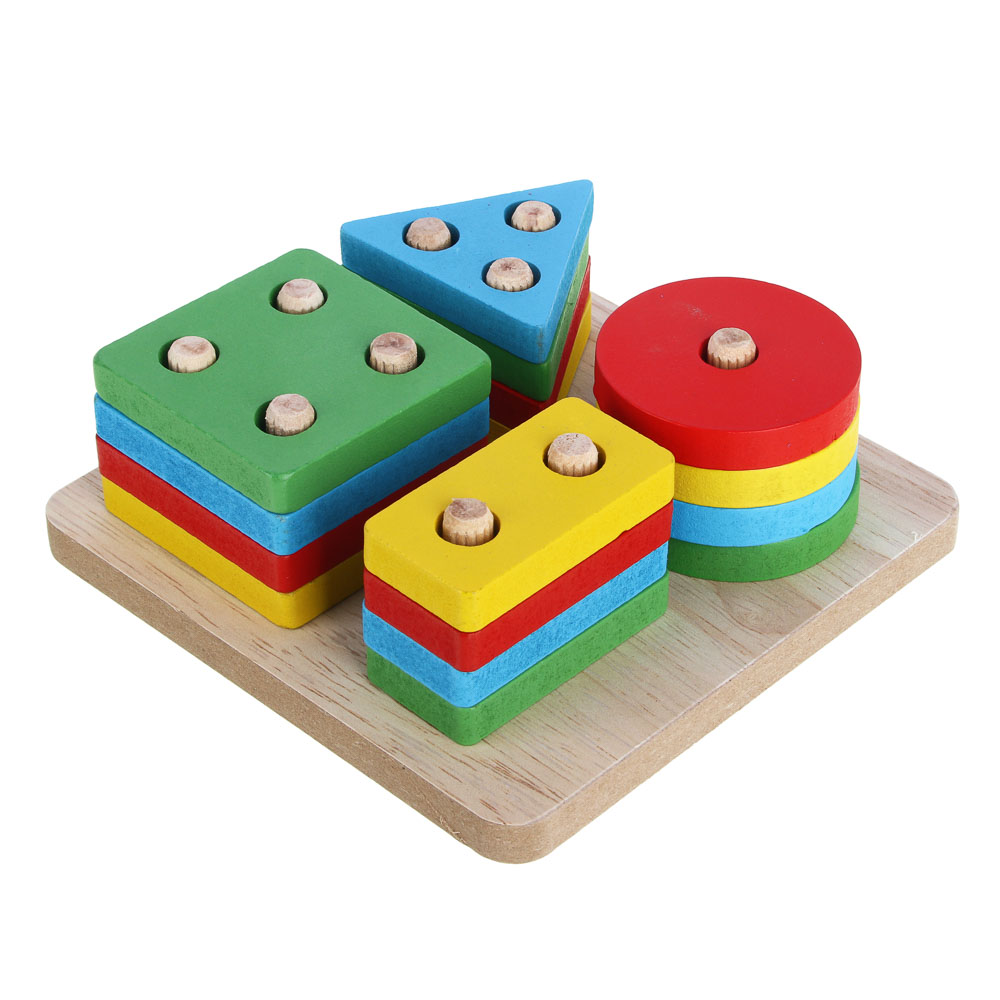 ИГРОЛЕНД Сортер -пирамидка, дерево, 11,8х11,8х4,5см, арт.№ 262-474