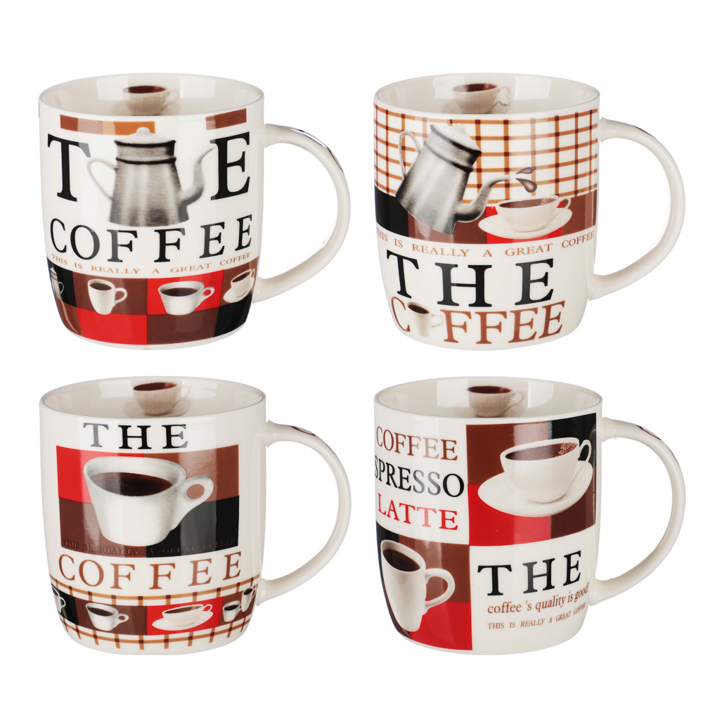 Кружка 350мл, фарфор, "Капучино", 4 дизайна, арт.№ 806-038