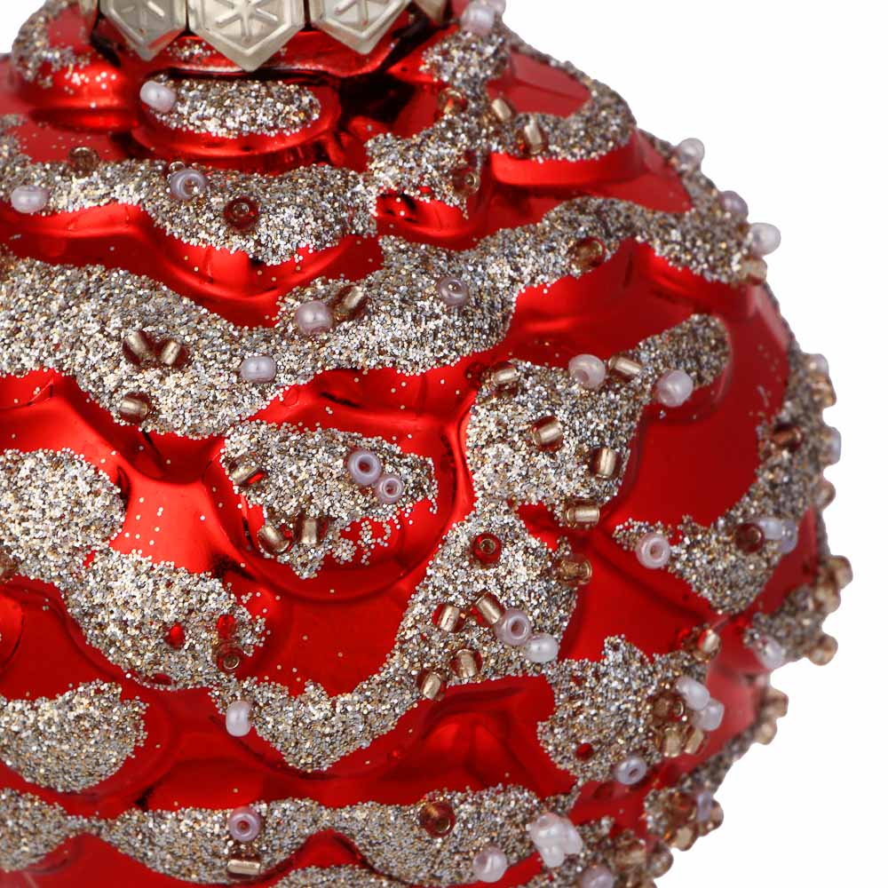 СНОУ БУМ Шар пластик 8 см, красный с позолотой, 26-466, арт.№ 373-616