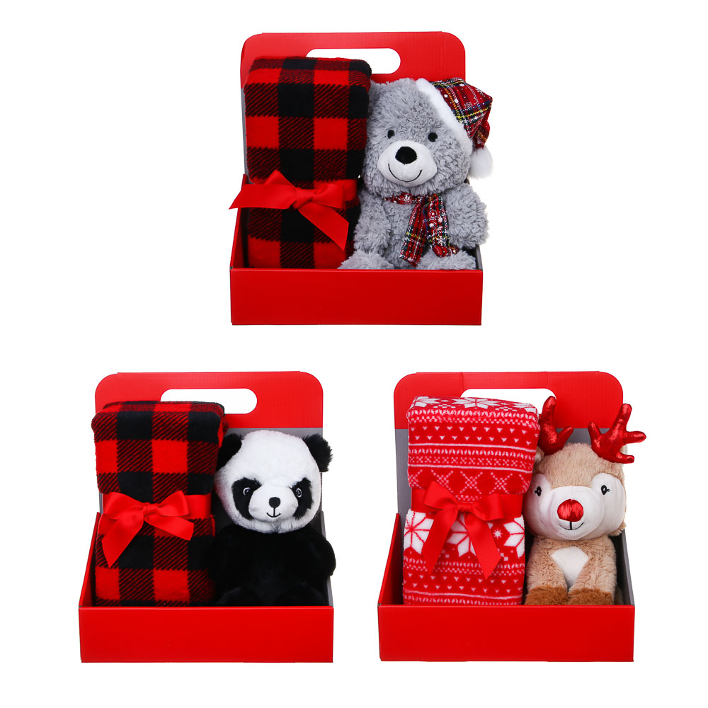 PROVANCE Щелкунчик Плед с сувениром, 75х90см, 100% полиэстер, 3 дизайна, арт.№ 492-303