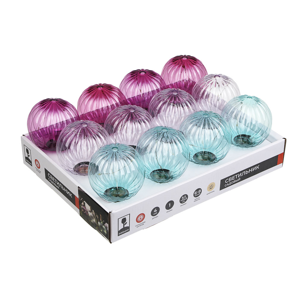 Светильник сад. на солн. батарее тм INBLOOM, 8.5х13.5см, 4LED, шампань, 40mAh Button cell, 1реж., PP, арт.№ 483-035