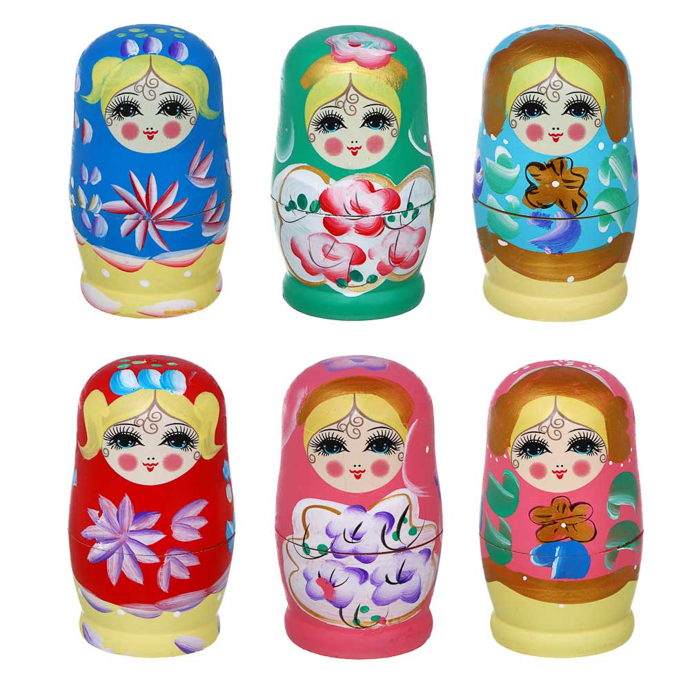 Матрешка 5шт., дерево, 11,5х5,5см, 5 дизайнов, арт.№ 262-152