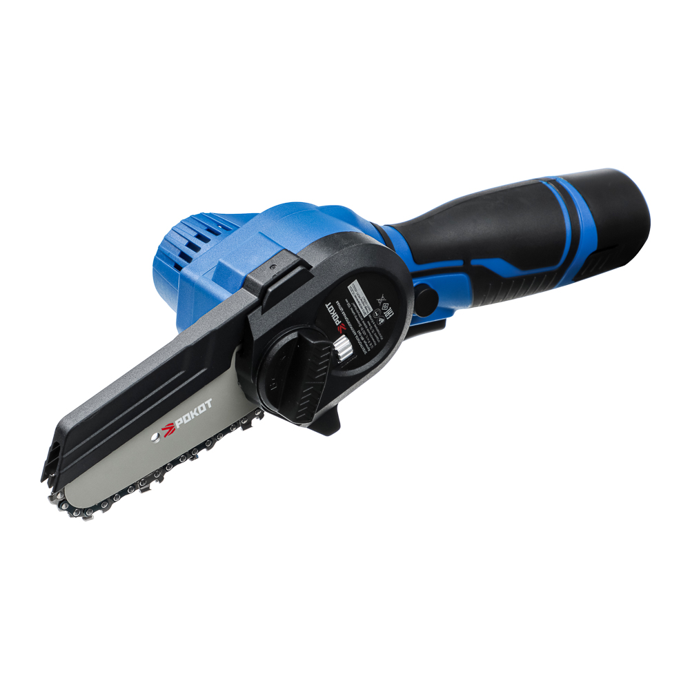 РОКОТ Электропила аккумуляторная цепная 12В, 100 мм, 2.0 А*ч, Li-Ion, 5м/с, ЗУ, арт.№ 691-043