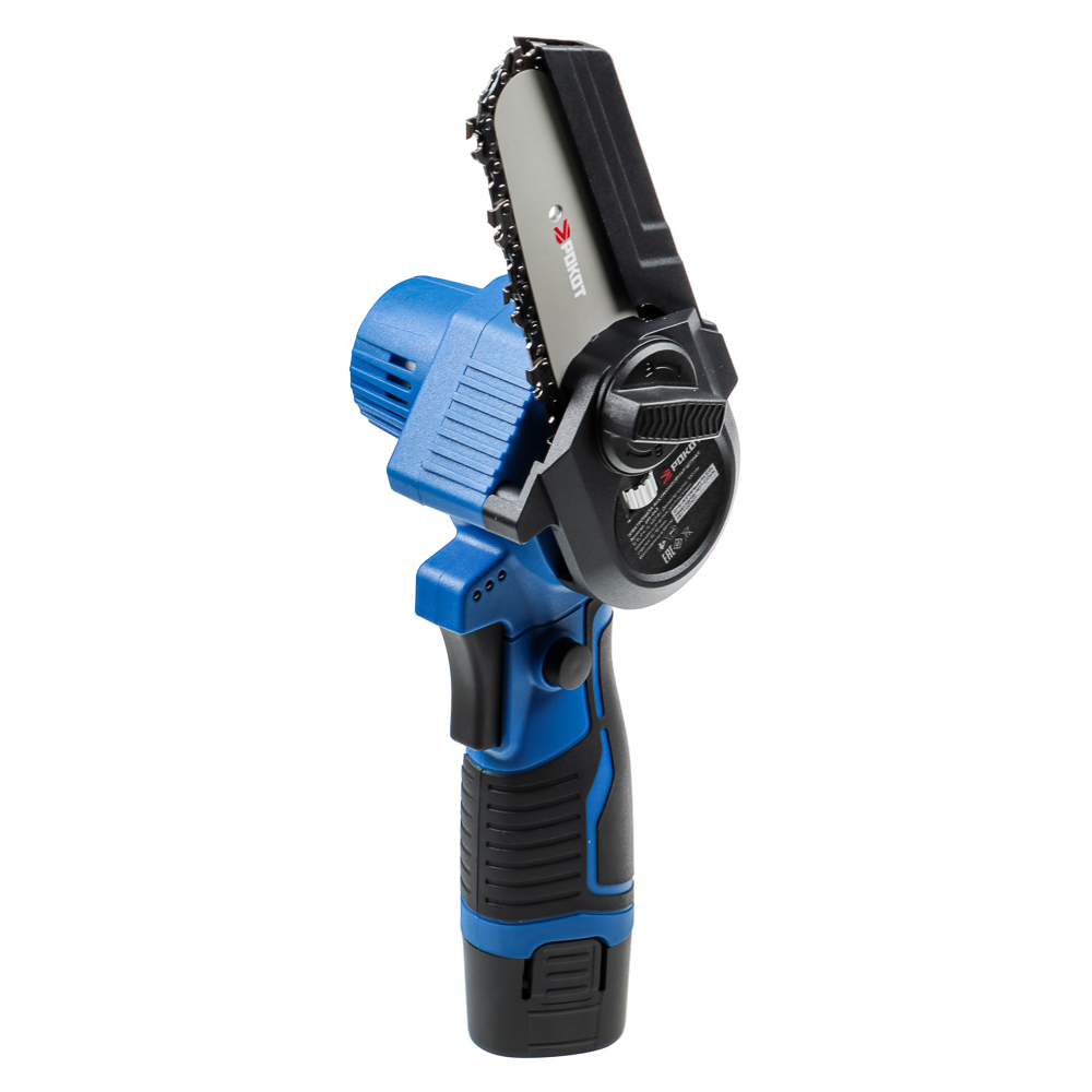 РОКОТ Электропила аккумуляторная цепная 12В, 100 мм, 2.0 А*ч, Li-Ion, 5м/с, ЗУ, арт.№ 691-043