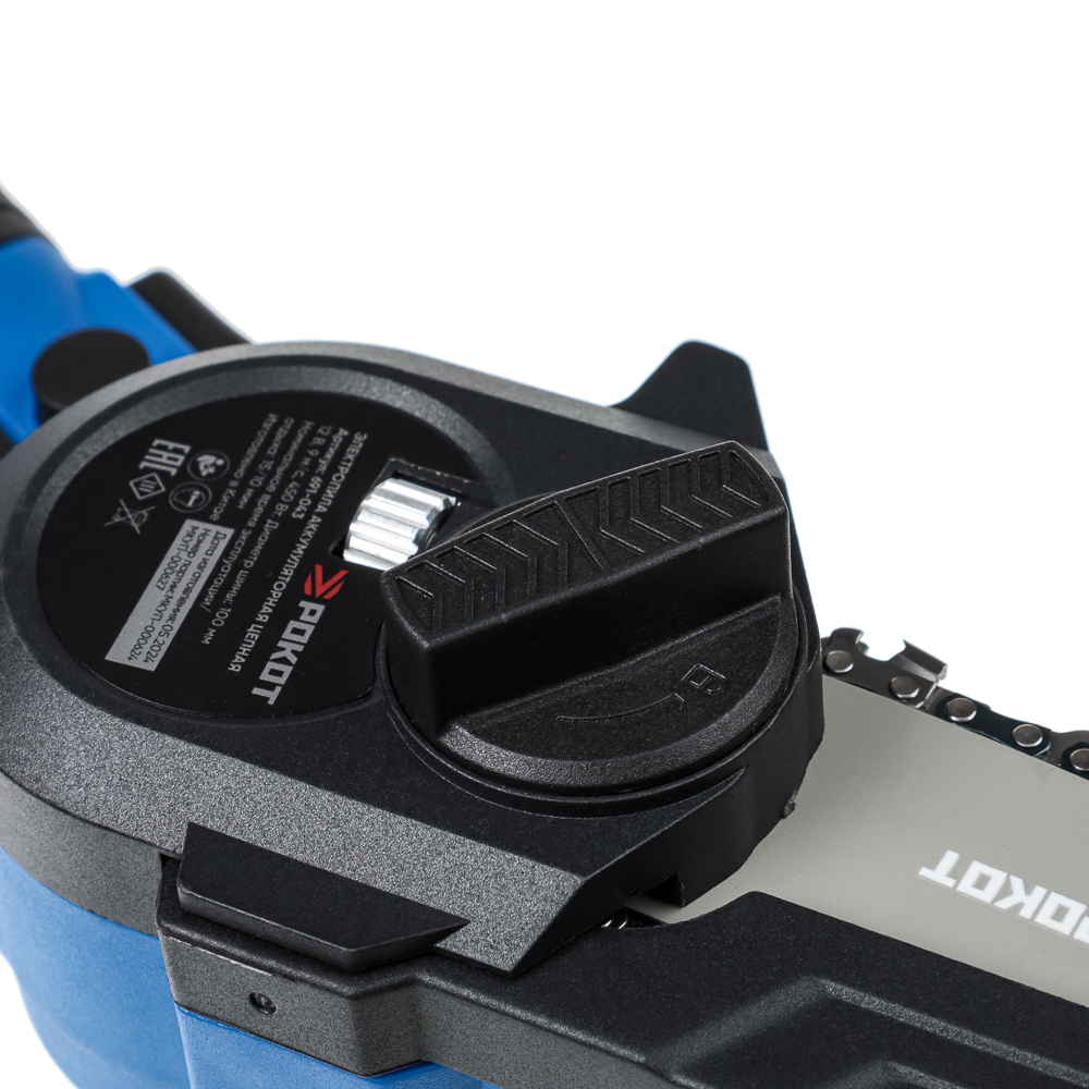 РОКОТ Электропила аккумуляторная цепная 12В, 100 мм, 2.0 А*ч, Li-Ion, 5м/с, ЗУ, арт.№ 691-043