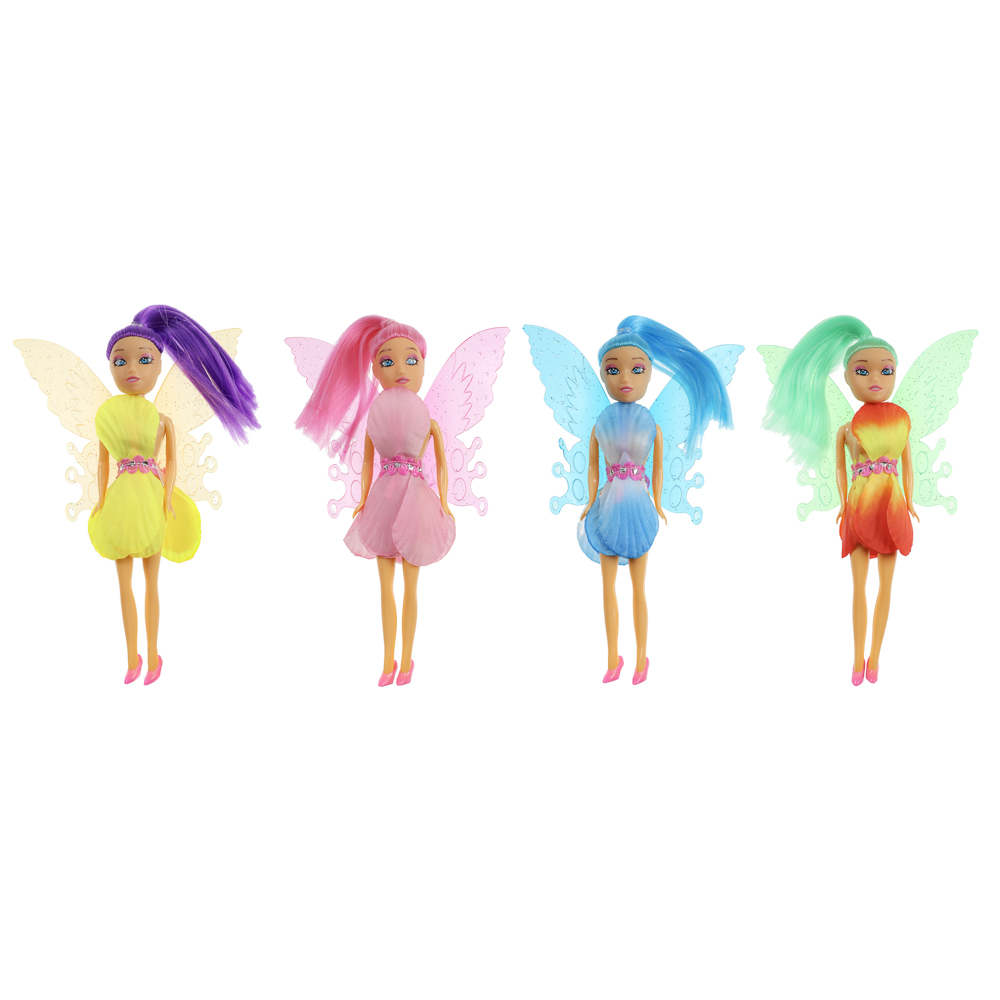 ИГРОЛЕНД Кукла в виде цветочной феи, 15,5 см, в пакете, 13х2,5х24 см, ABS, PP, PVC, 4 дизайна, арт.№ 436-189