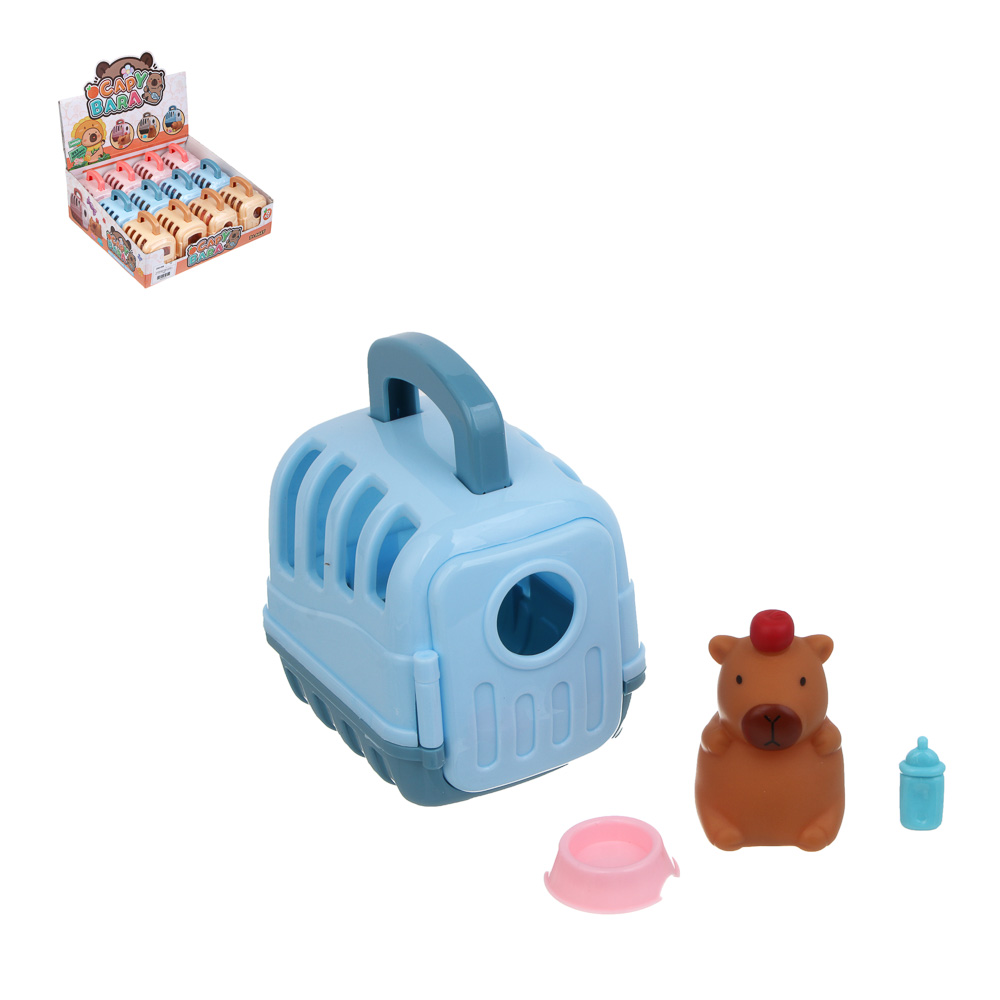 ИГРОЛЕНД Капибара в будке с акс., 4 пр., PVC, ABS, 7х9х11см, 3 вида, арт.№ 258-099