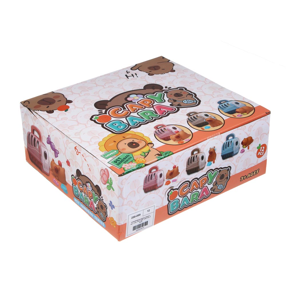 ИГРОЛЕНД Капибара в будке с акс., 4 пр., PVC, ABS, 7х9х11см, 3 вида, арт.№ 258-099