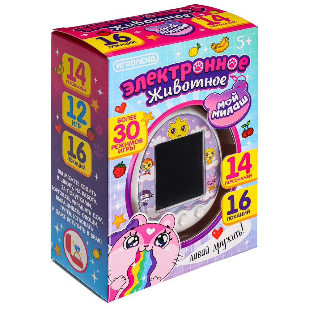 ИГРОЛЕНД Электронное животное, "Мой милаш", ABS, 3xААА,13x5x9см, 3 дизайна, арт.№ 214-074