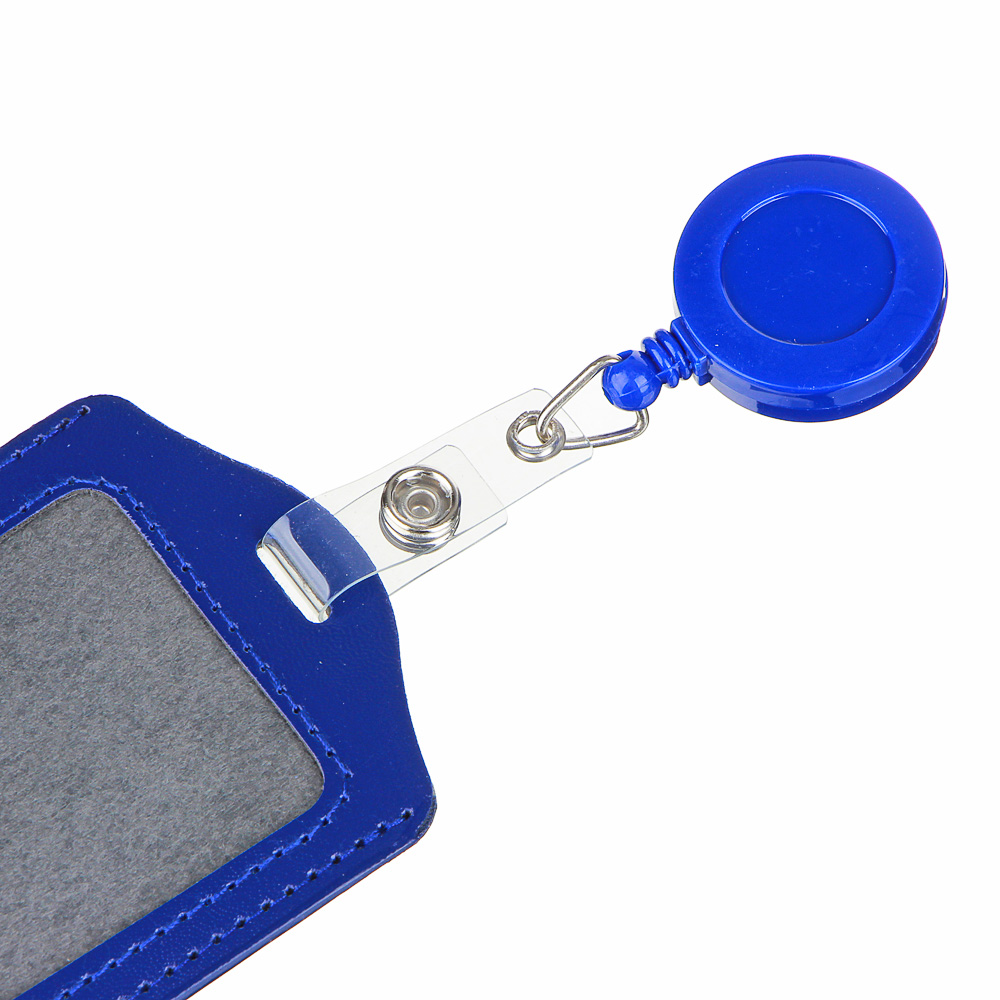 Чехол для карты, бейджа, пропуска, 11х7см, ПУ, три цвета, рулетка со шнурком 60см, пакет с подвесом, арт.№ 588-027