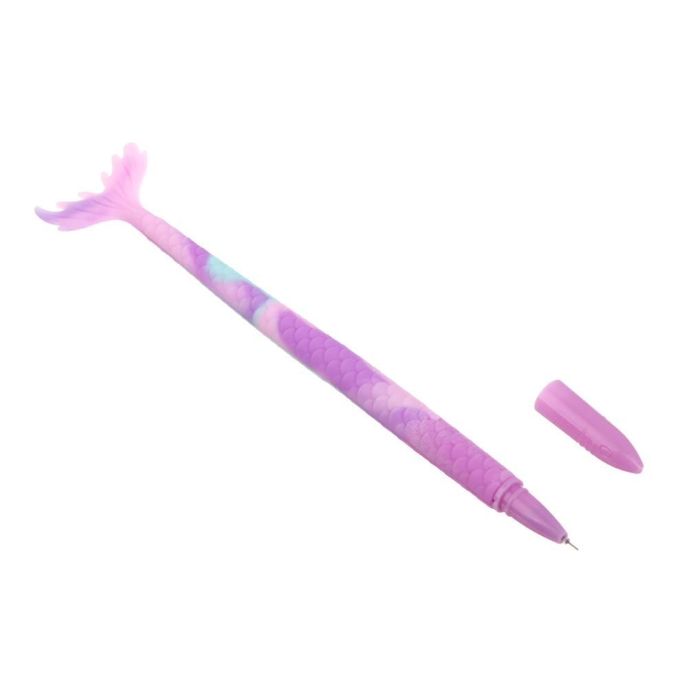 Ручка гелевая синяя, в форме хвоста русалки, гибкий корпус "софт тач", 20,5 см, 4 цвета корпуса, арт.№ 591-191