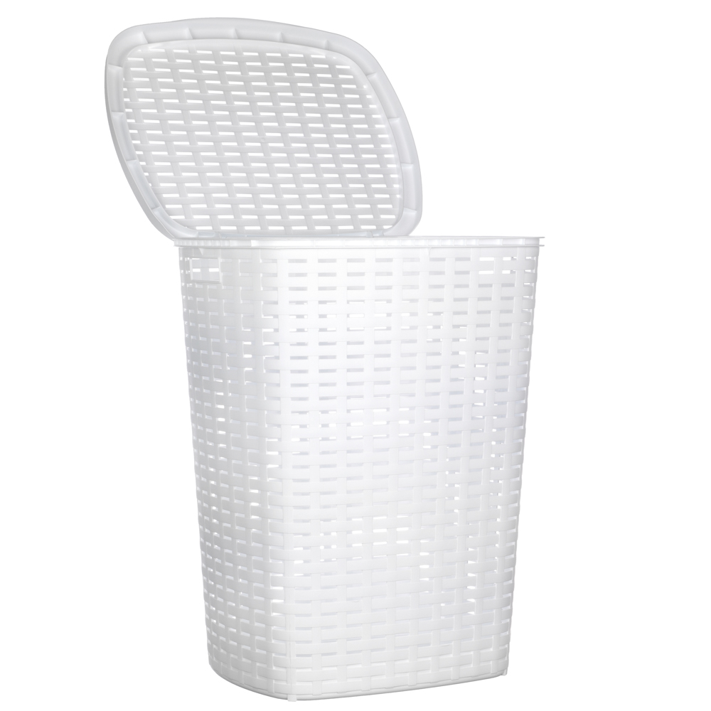 Корзина для белья с откидной крышкой, 50 л, 43х35х53 см, пластик, белый, арт.№ 402-020
