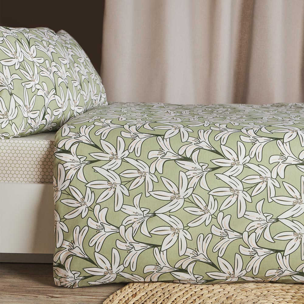 PROVANCE Эвкалипт Комплект постельного белья 1,5 (4 предмета), поплин, 100% хлопок, зеленый, арт.№ 421-007