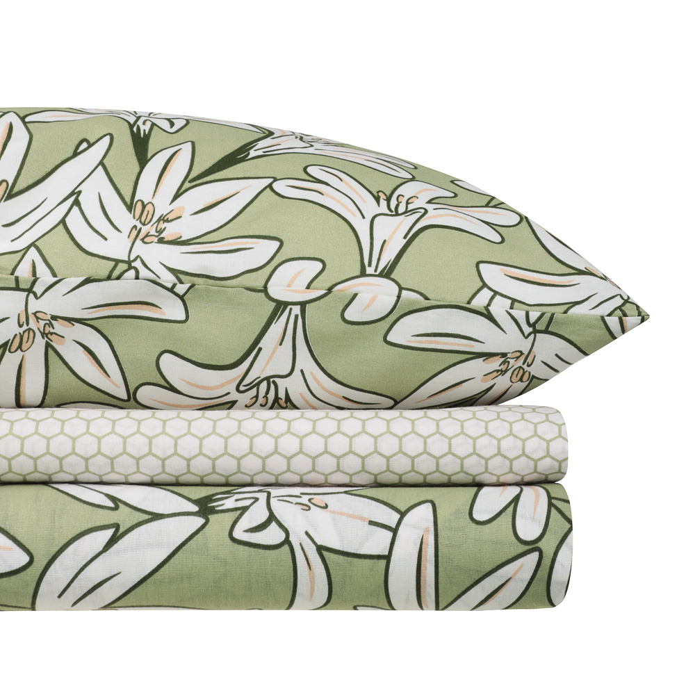 PROVANCE Эвкалипт Комплект постельного белья 1,5 (4 предмета), поплин, 100% хлопок, зеленый, арт.№ 421-007