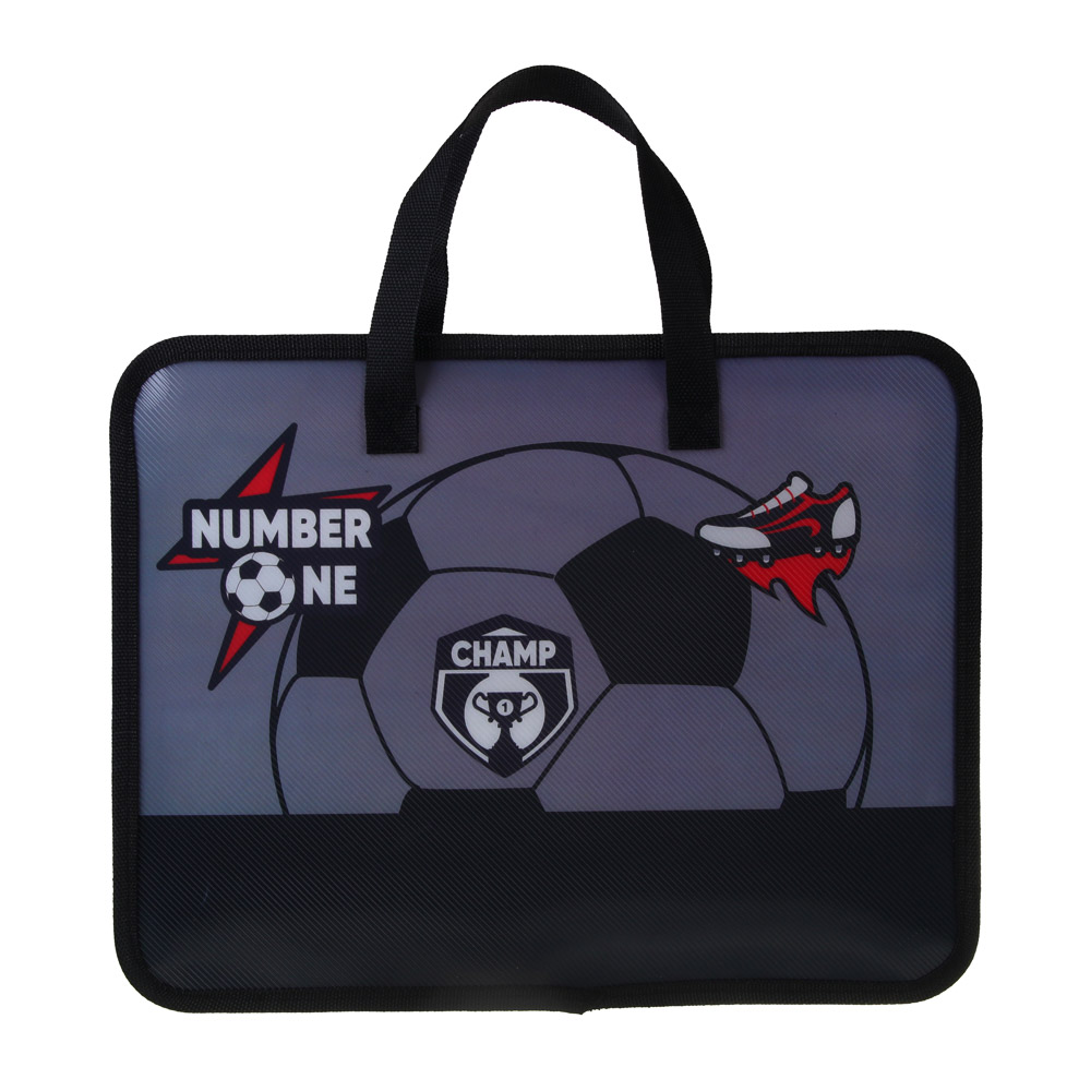 Намбер Ван Папка для тетрадей 33,5x26см, для A4, расширение, молния сверху, ручки, пластик, арт.№ 236-002