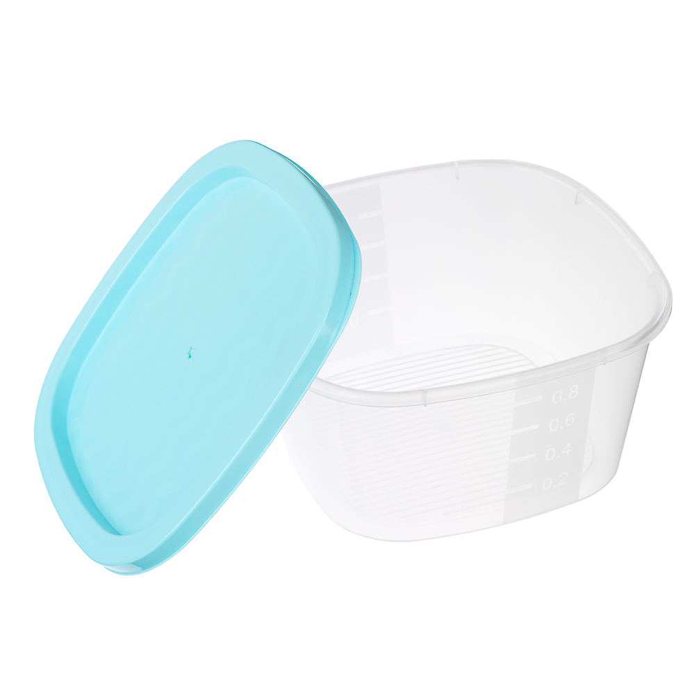 Контейнер для СВЧ с крышкой, 0,9л, пластик, квадратный, 3 цвета, арт.№ 861-008