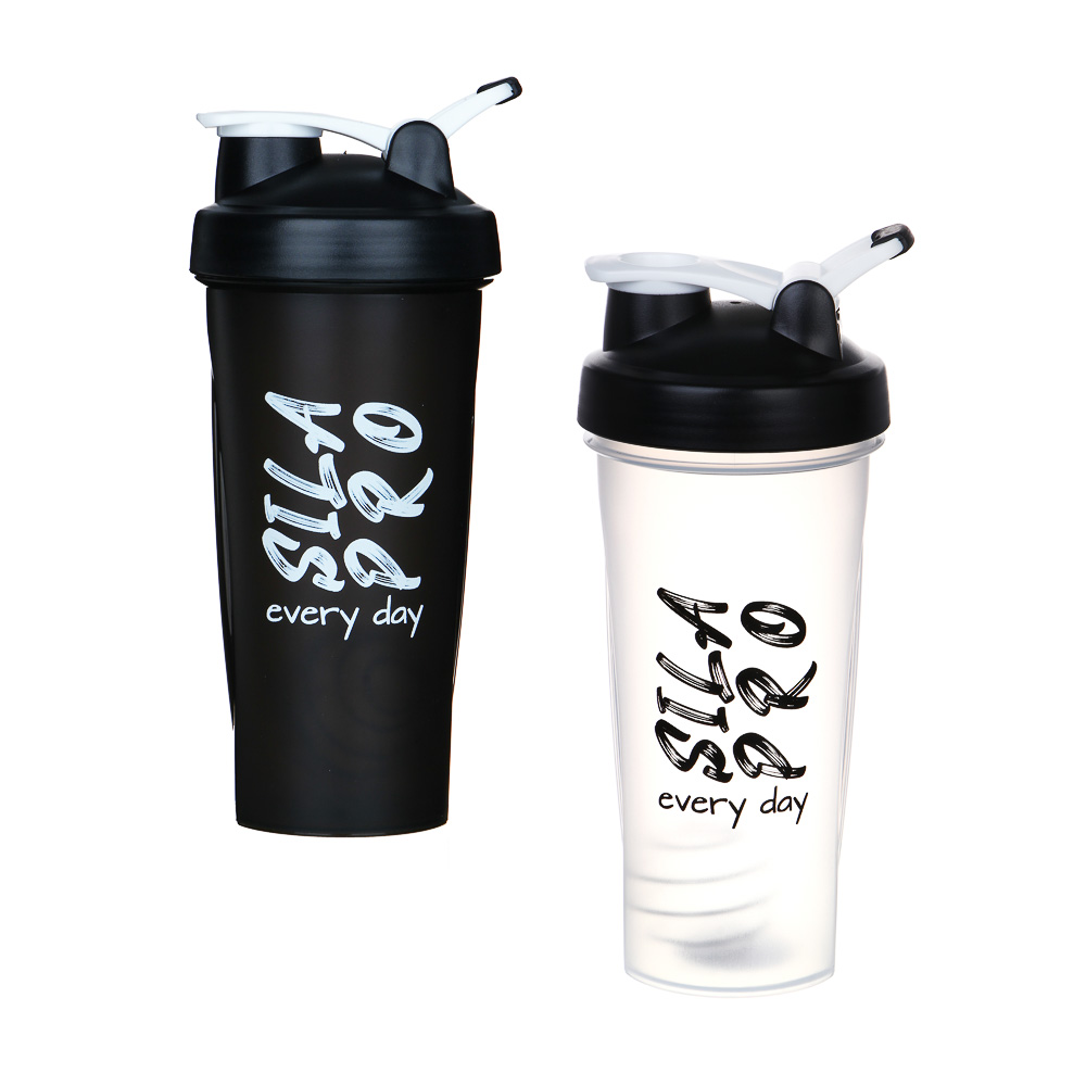 SILAPRO Шейкер спортивный, 600 мл, 22х10см, РР, нерж.сталь, ч/б микс, арт.№ 088-029