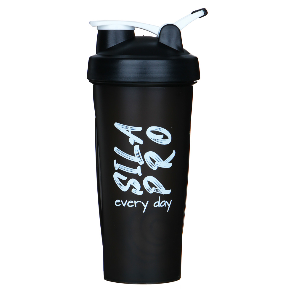 SILAPRO Шейкер спортивный, 600 мл, 22х10см, РР, нерж.сталь, ч/б микс, арт.№ 088-029