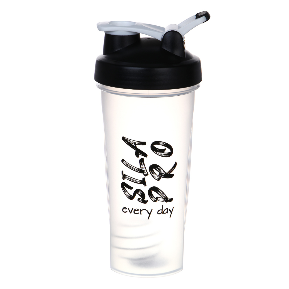 SILAPRO Шейкер спортивный, 600 мл, 22х10см, РР, нерж.сталь, ч/б микс, арт.№ 088-029