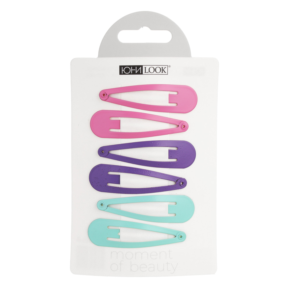 Заколки для волос тм ЮНИLOOK, 6шт, 5см, металл, 2-3 микса цветов, ACS-28, арт.№ 321-006