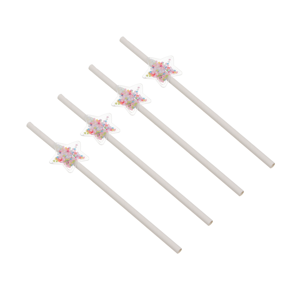 Набор трубочек для напитков "Звезды" тм Fntastic, 4 шт, пластик, бумага, PU, арт.№ 854-028