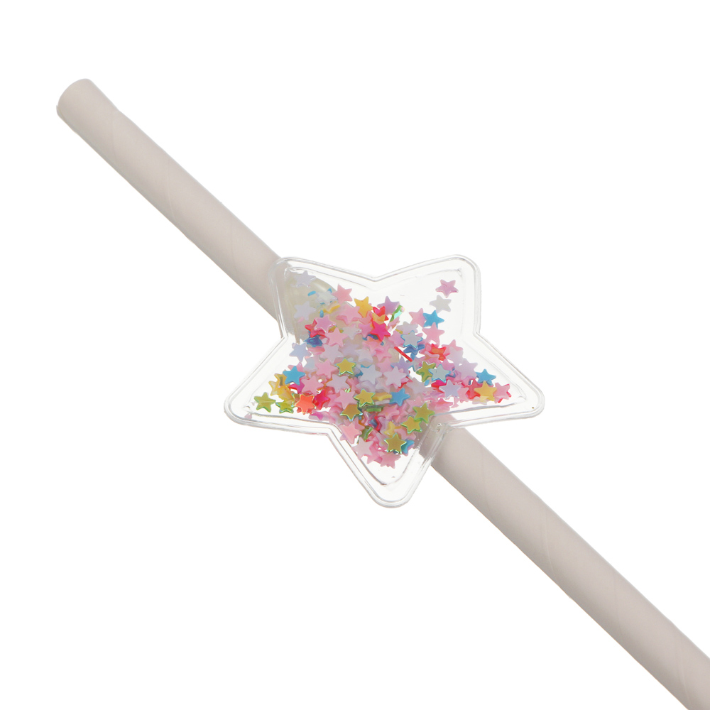 Набор трубочек для напитков "Звезды" тм Fntastic, 4 шт, пластик, бумага, PU, арт.№ 854-028